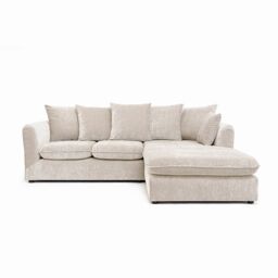 Abakus Direct Lucas Water Repellent Velvet Chenille Right Facing Corner Sofa in Cream