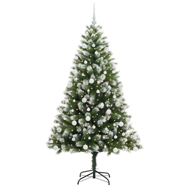 Berkfield Home Lush Artificial Hinged Christmas Tree with Flocked Snow 180 cm in Green - image 1