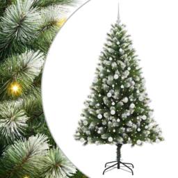 Berkfield Home Lush Artificial Hinged Christmas Tree with Flocked Snow 180 cm in Green - thumbnail 3