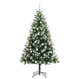 Berkfield Home Lush Artificial Hinged Christmas Tree with Flocked Snow 180 cm in Green - thumbnail 4