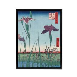 "Artery8 Horikiri Iris Garden 1857 Framed Canvas Wall Art Print Utagawa Hiroshige in Green - Size: W12"" x H16""" - thumbnail 1