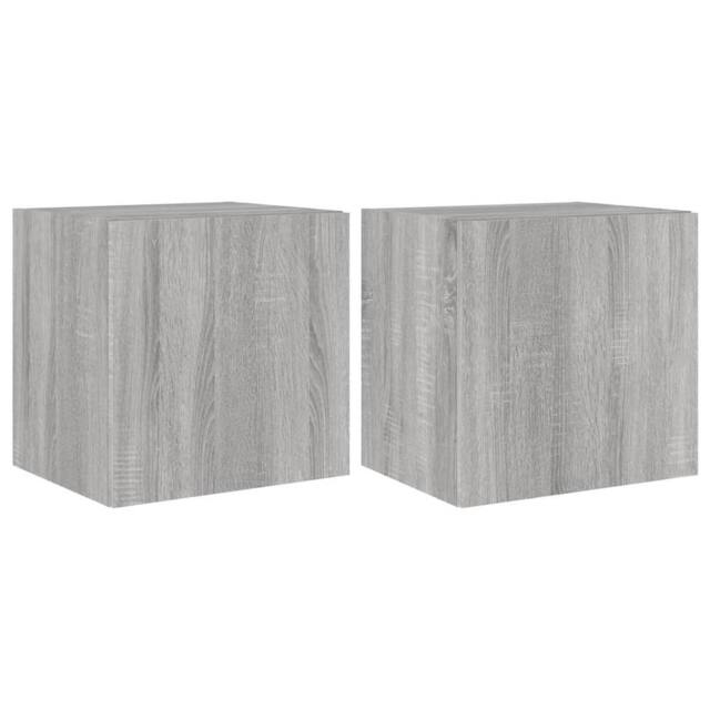 Berkfield Home TV Wall Cabinets with LED Lights 2 pcs Grey Sonoma 40.5x35x40 cm - image 1