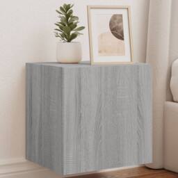 Berkfield Home TV Wall Cabinets with LED Lights 2 pcs Grey Sonoma 40.5x35x40 cm - thumbnail 2