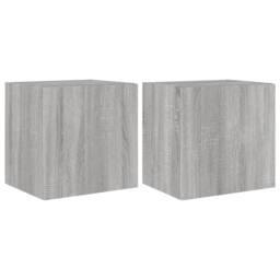 Berkfield Home TV Wall Cabinets with LED Lights 2 pcs Grey Sonoma 40.5x35x40 cm - thumbnail 1