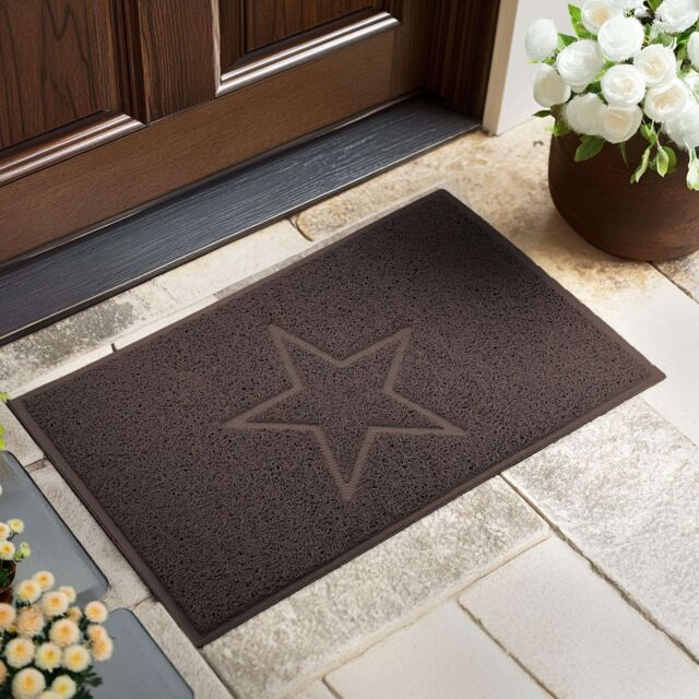 Nicoman Embossed PVC Spaghetti Embossed Star Door Mat in Brown - Size: 45 cm x 75 cm - image 1