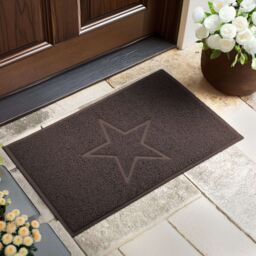Nicoman Embossed PVC Spaghetti Embossed Star Door Mat in Brown - Size: 45 cm x 75 cm