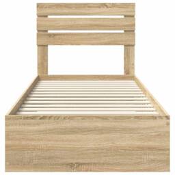 Berkfield Home Bed Frame Sonoma Oak & Silver 75 x 190 cm Engineered Wood in Brown - thumbnail 7
