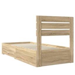 Berkfield Home Bed Frame Sonoma Oak & Silver 75 x 190 cm Engineered Wood in Brown - thumbnail 9