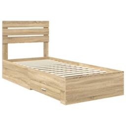 Berkfield Home Bed Frame Sonoma Oak & Silver 75 x 190 cm Engineered Wood in Brown - thumbnail 4