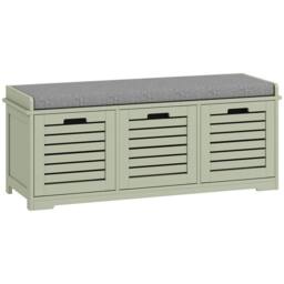 Wyld Haus Dilena Green 3 Drawer Shoe Storage Bench with Grey Padded Seat - thumbnail 2
