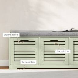 Wyld Haus Dilena Green 3 Drawer Shoe Storage Bench with Grey Padded Seat - thumbnail 7