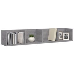 Berkfield Home CD Wall Shelf Grey Sonoma 100x18x18 cm Engineered Wood - Size: 100 x 18 x 18 cm - thumbnail 3