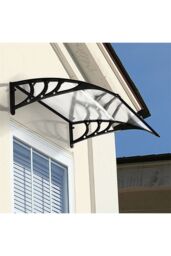 "Living and Home 59""x39"" Window Door Awning Canopy with Plastic Cover & Aluminum Brackets for Porch Patio Deck, Protect Against Light, Rain and Snow" - thumbnail 2