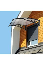 "Living and Home 59""x39"" Window Door Awning Canopy with Plastic Cover & Aluminum Brackets for Porch Patio Deck, Protect Against Light, Rain and Snow" - thumbnail 3