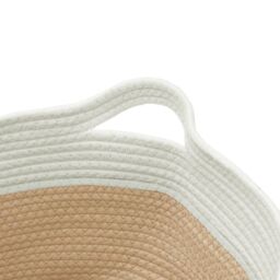 Berkfield Home Storage Basket Beige & White √ò40x25 cm Cotton - Size: 40x25 cm - thumbnail 6