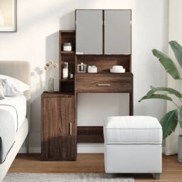 Berkfield Home Dressing Table with Cabinet Brown Oak 80x35x132 cm - Size: 80 x 35 x 132 cm - thumbnail 3