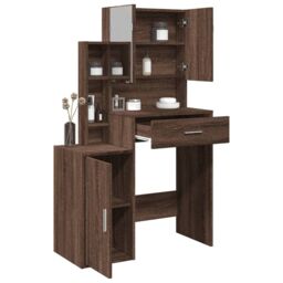 Berkfield Home Dressing Table with Cabinet Brown Oak 80x35x132 cm - Size: 80 x 35 x 132 cm
