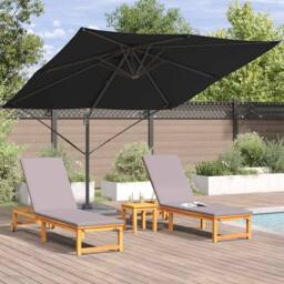 Berkfield Home Cantilever Roma Parasol Black 286x285x265 cm Aluminium - Size: 286 x 285 x 265 cm - thumbnail 4