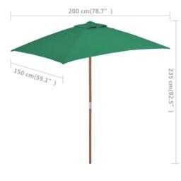 Berkfield Home Outdoor Parasol with Wooden Pole 150x200 cm Green - thumbnail 9