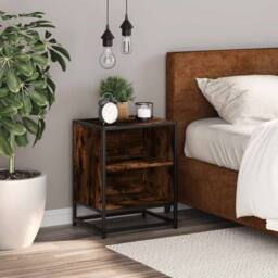 Berkfield Home Elegant Bedside Cabinet Smoked Oak 40x31x50 cm Engineered Wood an in Brown - Size: 40 x 31 x 50 cm - thumbnail 1