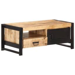 Berkfield Home Coffee Table 100x50x40 cm Rough Mango Wood in Brown - Size: 100 x 50 x 40 cm - thumbnail 1