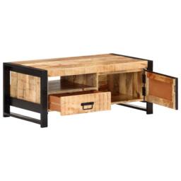 Berkfield Home Coffee Table 100x50x40 cm Rough Mango Wood in Brown - Size: 100 x 50 x 40 cm - thumbnail 2