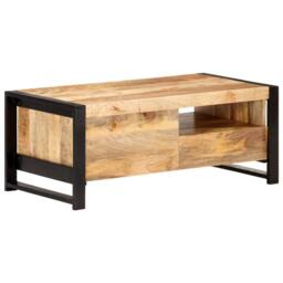 Berkfield Home Coffee Table 100x50x40 cm Rough Mango Wood in Brown - Size: 100 x 50 x 40 cm - thumbnail 4