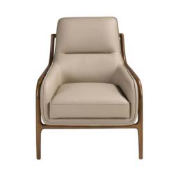 Angel Cerda Mink Cowhide Leather Armchair with Solid Walnut Legs in Cream - thumbnail 2