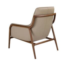 Angel Cerda Mink Cowhide Leather Armchair with Solid Walnut Legs in Cream - thumbnail 5