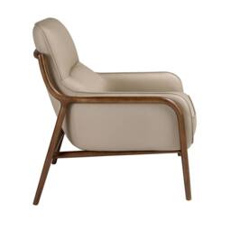 Angel Cerda Mink Cowhide Leather Armchair with Solid Walnut Legs in Cream - thumbnail 7
