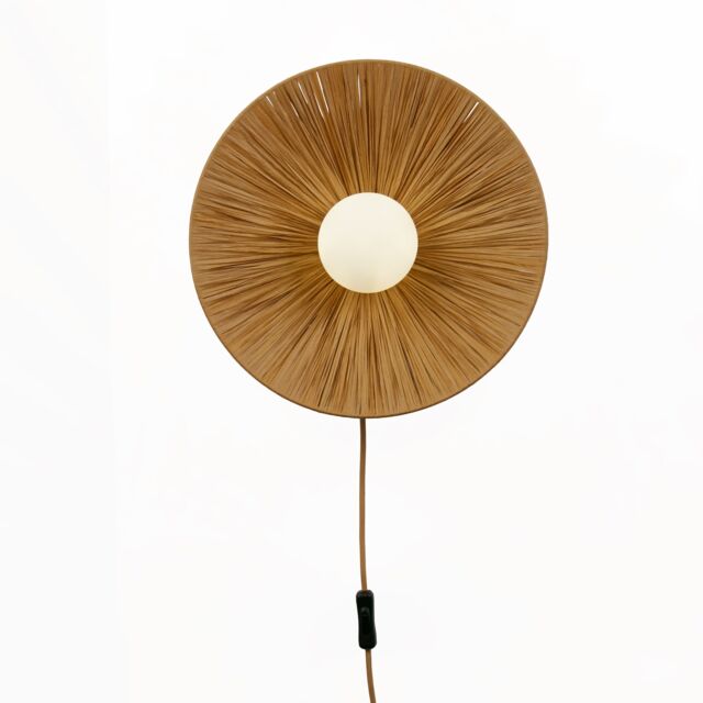 Lighting Collection Raffia Opal Wall Light Table Lamp in Brown - image 1