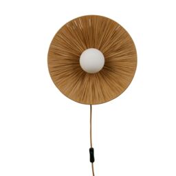 Lighting Collection Raffia Opal Wall Light Table Lamp in Brown - thumbnail 3