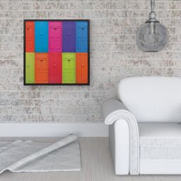 Warren Reed - Designer Colourful English Doors Framed Canvas in Black - Size: w10 inch x h10 inch - thumbnail 2