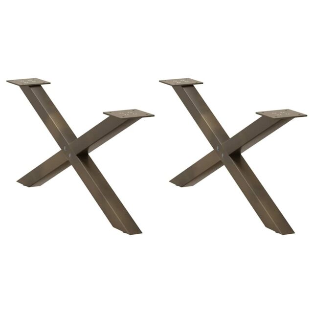Berkfield Home Coffee Table Legs X-Shaped 2 pcs Natural Steel 70x(30-31) cm Steel in Brown - image 1