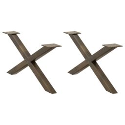 Berkfield Home Coffee Table Legs X-Shaped 2 pcs Natural Steel 70x(30-31) cm Steel in Brown - thumbnail 1