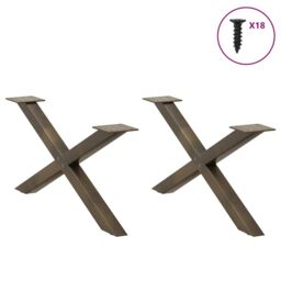 Berkfield Home Coffee Table Legs X-Shaped 2 pcs Natural Steel 70x(30-31) cm Steel in Brown - thumbnail 3