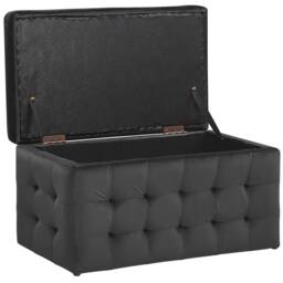 Wyld and Coco Luxor Black Velvet Tufted Storage Ottoman Bench - thumbnail 5