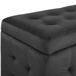 Wyld and Coco Luxor Black Velvet Tufted Storage Ottoman Bench - thumbnail 7