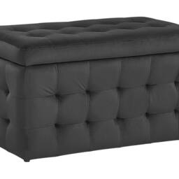 Wyld and Coco Luxor Black Velvet Tufted Storage Ottoman Bench - thumbnail 2
