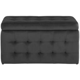 Wyld and Coco Luxor Black Velvet Tufted Storage Ottoman Bench - thumbnail 3