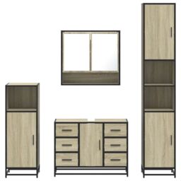 Berkfield Home 4¬†Piece Bathroom Furniture Set¬†Sonoma Oak Engineered Wood in Brown - thumbnail 5
