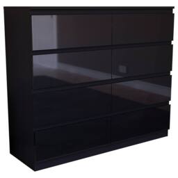 HD Designs Glinton Gloss 8 Drawer Chest of Drawers Storage Bedroom Furniture in Black - thumbnail 6