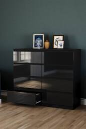 HD Designs Glinton Gloss 8 Drawer Chest of Drawers Storage Bedroom Furniture in Black - thumbnail 2