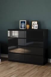 HD Designs Glinton Gloss 8 Drawer Chest of Drawers Storage Bedroom Furniture in Black - thumbnail 1