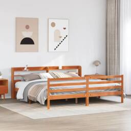 Berkfield Home Bed Frame Frame Wax Brown 180x200 cm Super King Solid Wood Pine - thumbnail 2