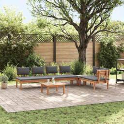 Berkfield Home Durable 5 Piece Garden Dining Set with Cushions - Solid Teak Wood in Brown - thumbnail 2