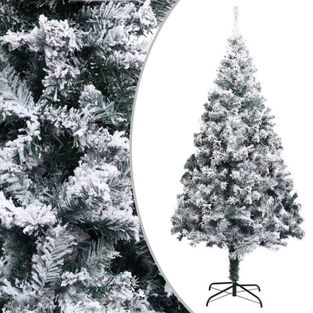 Berkfield Home Artificial Christmas Tree with Flocked Snow Green 180 cm PVC - image 1