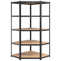 Berkfield Home 5-Layer Heavy-duty Corner Shelf Grey Steel&Engineered Wood - thumbnail 4