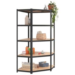 Berkfield Home 5-Layer Heavy-duty Corner Shelf Grey Steel&Engineered Wood - thumbnail 3