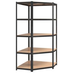 Berkfield Home 5-Layer Heavy-duty Corner Shelf Grey Steel&Engineered Wood - thumbnail 2